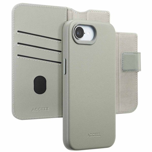 Accezz Leather Bookcase 2-in-1 met MagSafe Apple iPhone 16e - Lichtgrijs