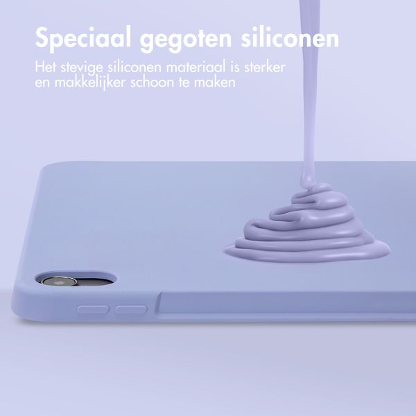 Accezz Liquid Silicone Backcover met penhouder iPad Air 11 inch (2025) M3 / (2024) M2 / Air 5 (2022) / Air 4 (2020) - Lila