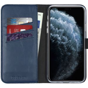 Selencia Echt Lederen Bookcase iPhone 11 Pro Max - Blauw