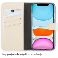 Selencia Echt Lederen Bookcase iPhone 11 - Greige