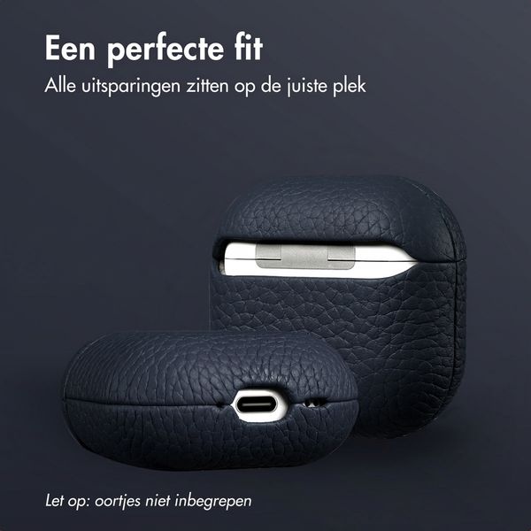 Accezz Echt Leren Case  Apple Airpods 4 - Donkerblauw