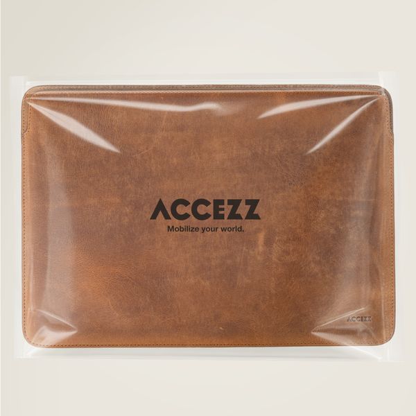Accezz Leather Laptop hoes Apple MacBook 15 inch - Laptopsleeve - Cognac