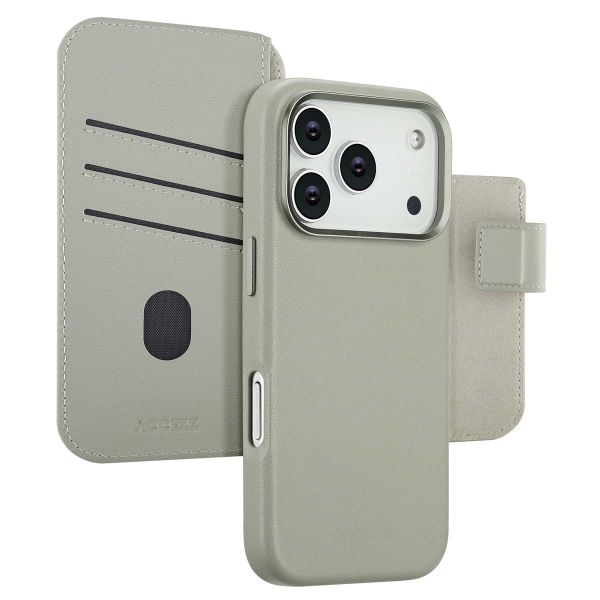 Accezz Leather Bookcase 2-in-1 met MagSafe Apple iPhone 17 Pro - Lichtgrijs