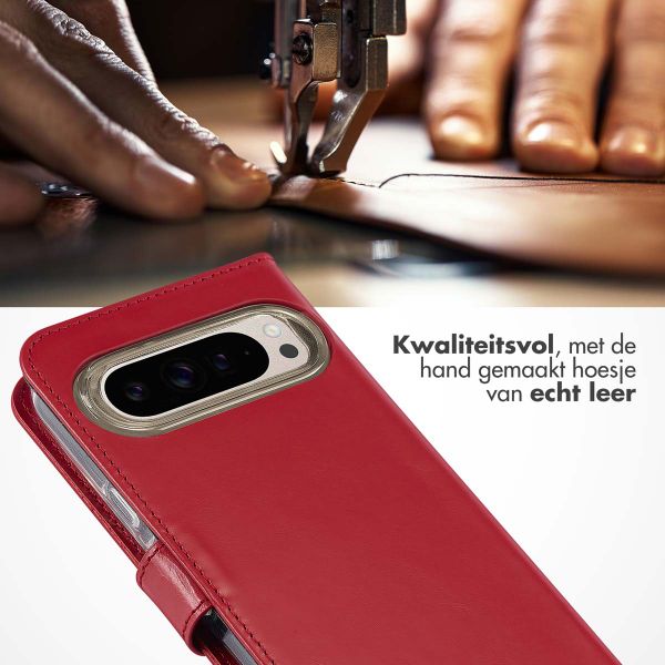 Selencia Echt Leren Bookcase Google Pixel 9 / 9 Pro - Rood