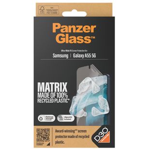 PanzerGlass Matrix Recycled Ultra-Wide Fit Anti-Bacterial Screenprotector incl. applicator Samsung Galaxy A55