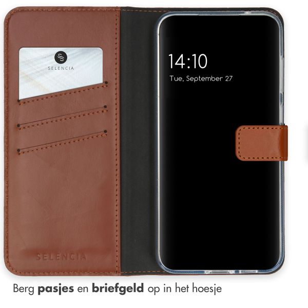 Selencia Echt Leren Bookcase Samsung Galaxy S23 FE - Lichtbruin