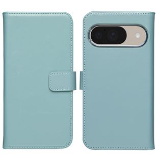 Selencia Echt Leren Bookcase Google Pixel 10 / 10 Pro - Light Blue