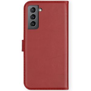 Selencia Echt Lederen Bookcase Samsung Galaxy S21 - Rood