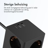 Accezz PowerCube Strip | 6-in-1 - 1x USB-C + 2x USB-A + 3x stopcontact - 4000 watt - Zwart