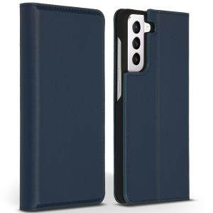 Accezz Premium Leather Slim Bookcase Samsung Galaxy S21 FE - Donkerblauw