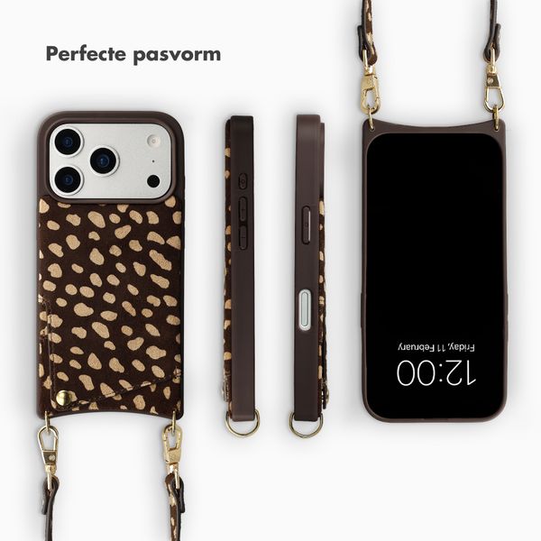 Selencia Nova Real Leather Backcover met Koord en Pashouder Apple iPhone 17 Pro Max - Fawn Chic