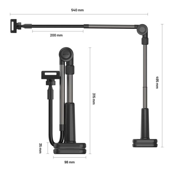 Fixed Relax tablet standaard - Verstelbaar - 360 graden draaibaar - Zwart