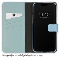 Selencia Echt Lederen Bookcase iPhone 15 Pro Max - Air Blue