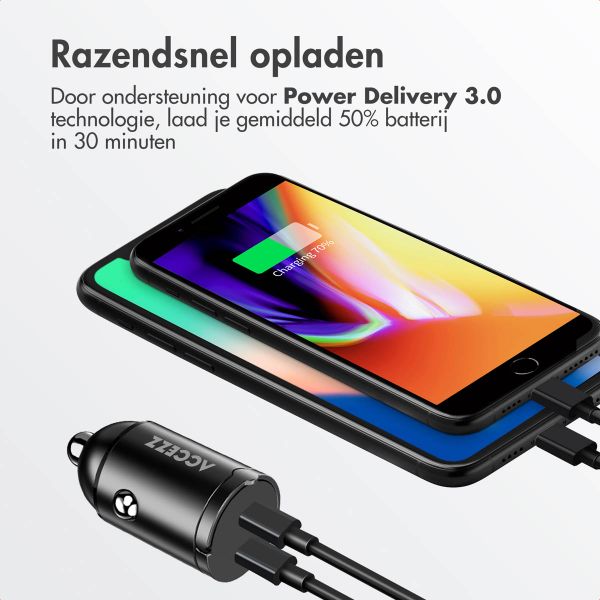 Accezz Autolader | Snellader met 2 poorten - 2x USB-C 65 watt