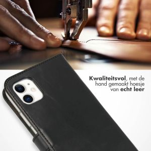 Selencia Echt Lederen Bookcase iPhone 11 - Zwart