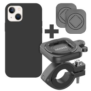 Accezz EasyLock telefoonhouder fiets - inclusief hoesje iPhone 14 - Aluminium - 360 graden draaibaar - Zwart