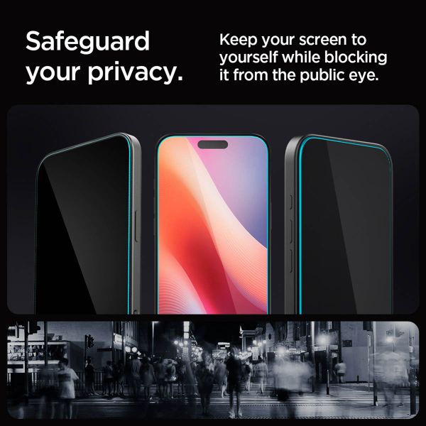 Spigen GLAStR Privacy EZ Fit Screenprotector + Applicator Apple iPhone 16 Pro
