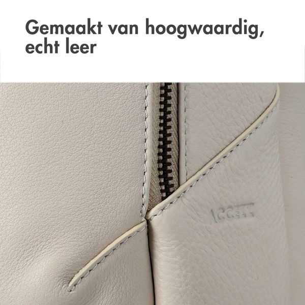 Accezz Leather Laptop rugzak 16 inch - Beige