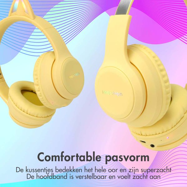 imoshion Draadloze Kinderkoptelefoon LED Light Cat Ear - Met AUX kabel - Geel
