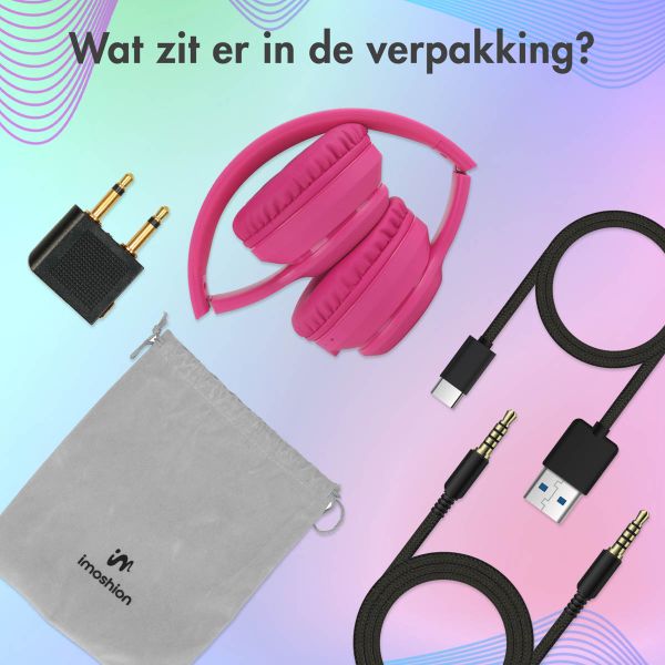 imoshion Draadloze Kinderkoptelefoon LED Light - Decibelbegrenzer - Met AUX kabel - Hot Pink