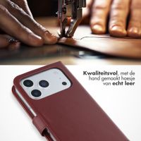 Selencia Echt Leren Bookcase Apple iPhone 17 Pro - Burgundy