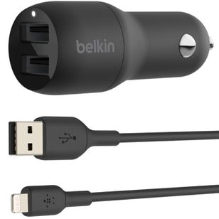 Belkin Boost↑Charge™ Dual USB Car Charger + Lightning kabel - 24W