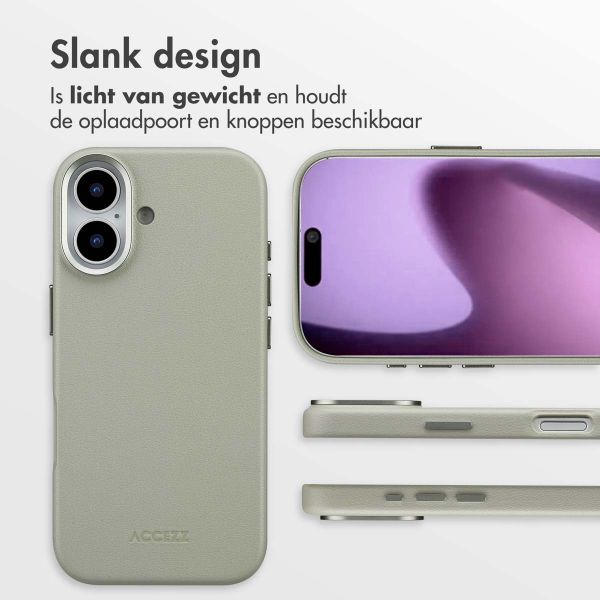 Accezz MagSafe Leather Backcover Apple iPhone 17 - Lichtgrijs
