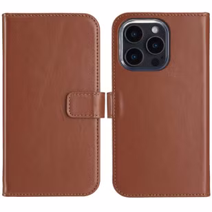Selencia Echt Leren Bookcase Apple iPhone 16 Pro Max - Lichtbruin