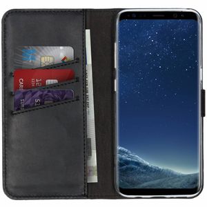 Selencia Echt Lederen Bookcase Samsung Galaxy S8 - Zwart