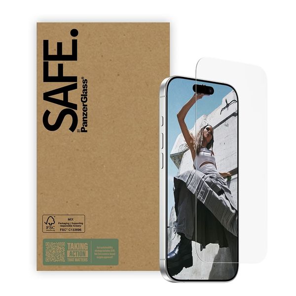 SAFE by PanzerGlass Ultra Wide-Fit Screenprotector in Fabrieksverpakking Apple iPhone 16 / 16 Pro / 17 / 17 Pro