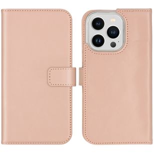 Selencia Echt Lederen Bookcase iPhone 14 Pro - Dusty Pink