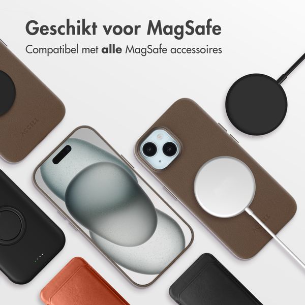 Accezz MagSafe Leather Backcover Apple iPhone 15 - Coffee Brown