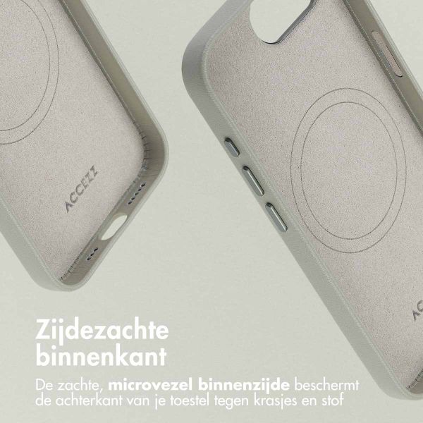 Accezz MagSafe Leather Backcover Apple iPhone 16e - Lichtgrijs