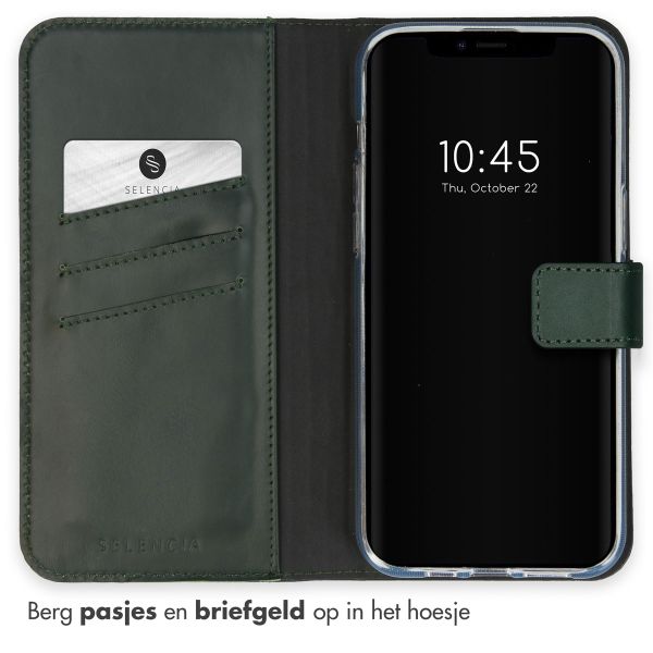 Selencia Echt Leren Bookcase Apple iPhone 15 Plus - Groen