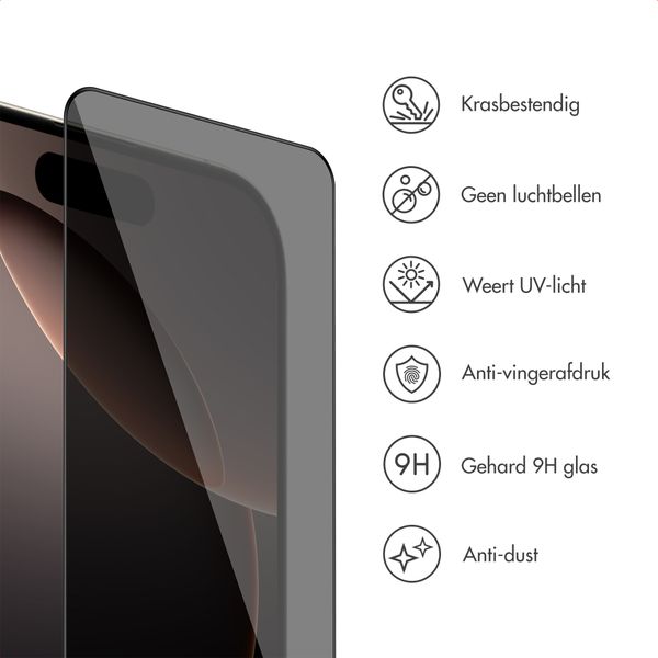Accezz Gehard Glas Privacy Screenprotector + Applicator Apple iPhone 15 Pro Max