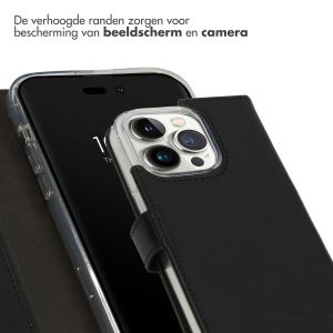 Selencia Echt Lederen Bookcase iPhone 14 Pro - Zwart