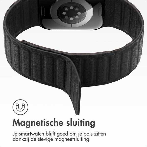 Accezz Magnetisch echt lederen bandje Apple Watch | 38/40/41/42 mm - Zwart