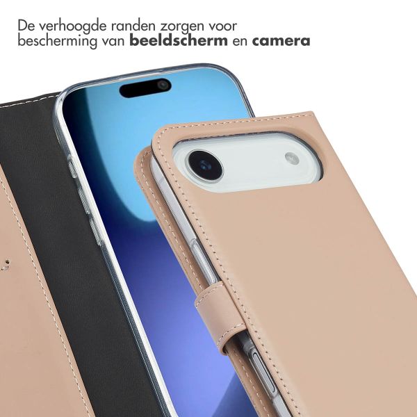 Selencia Echt Leren Bookcase Apple iPhone 17 Air - Dusty Pink