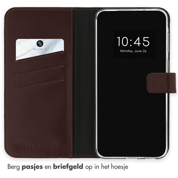 Selencia Echt Leren Bookcase Samsung Galaxy A57 (5G) - Donkerbruin