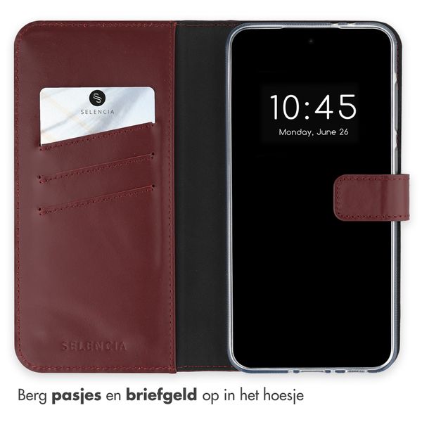 Selencia Echt Leren Bookcase Samsung Galaxy A37 (5G) - Burgundy