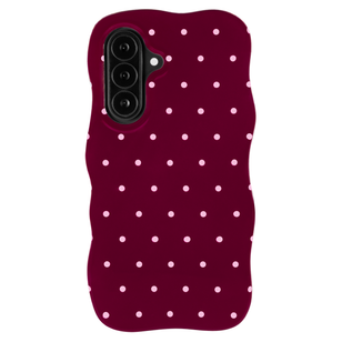 Selencia Vivid Wavy Backcover met MagSafe Samsung Galaxy A37 (5G) - Happy Dots Burgundy