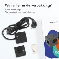 Accezz PowerCube Strip | 6-in-1 - 1x USB-C + 2x USB-A + 3x stopcontact - 4000 watt - Zwart