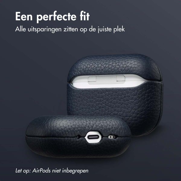 Accezz Echt Leren Case voor de Apple AirPods Pro 3 - Donkerblauw