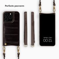 Selencia Nova Real Leather Backcover met Koord en Pashouder Apple iPhone 15 Pro - Dark Chocolate