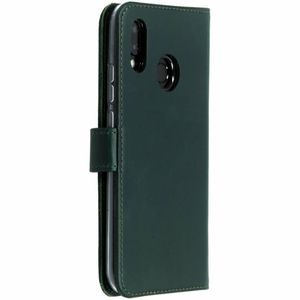 Selencia Echt Lederen Bookcase Huawei P20 Lite - Groen