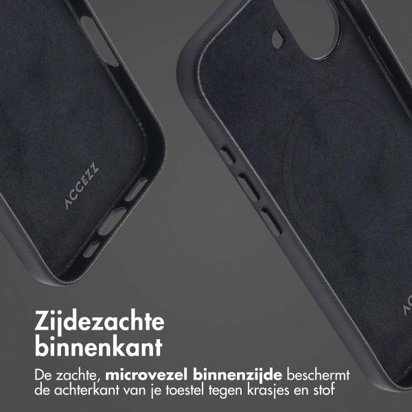 Accezz Echt leren hoesje + MagSafe Wallet Apple iPhone 16 - Onyx Black