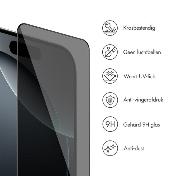 Accezz Gehard Glas Privacy Screenprotector + Applicator Apple iPhone 16 Pro