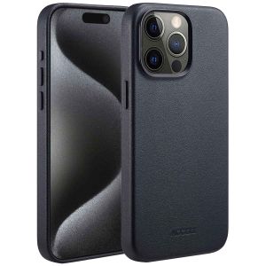 Accezz MagSafe Leather Backcover iPhone 15 Pro Max - Onyx Black