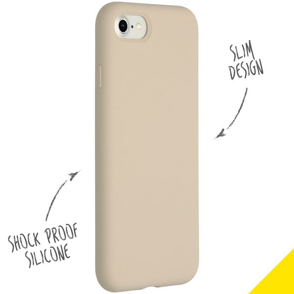 Accezz Liquid Silicone Backcover Apple iPhone SE (2022 / 2020) / 8 / 7 - Stone