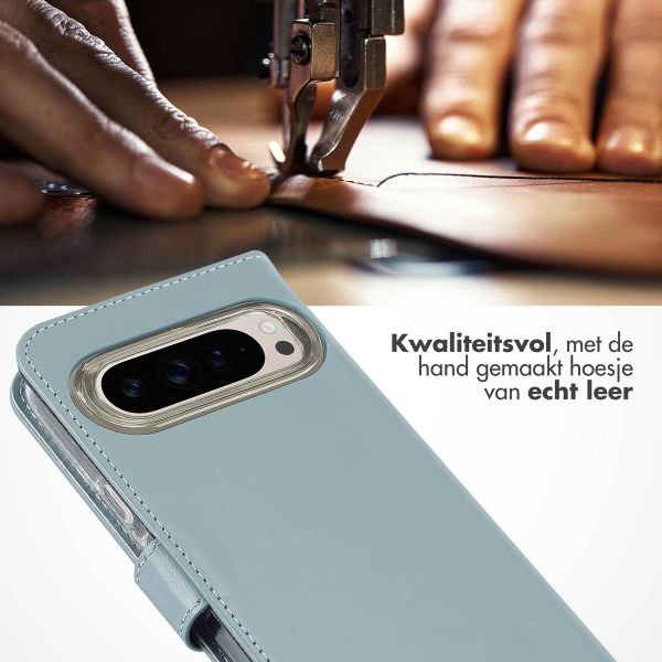 Selencia Echt Leren Bookcase Google Pixel 9 / 9 Pro - Air Blue